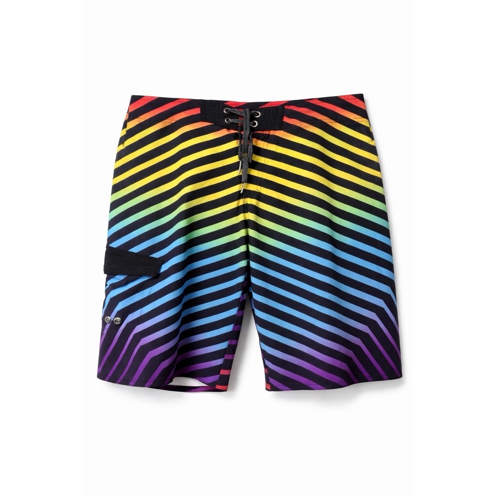 Tony Hawk Mens Multicolor Striped 12" Board Shorts Swim Trunks Size 34